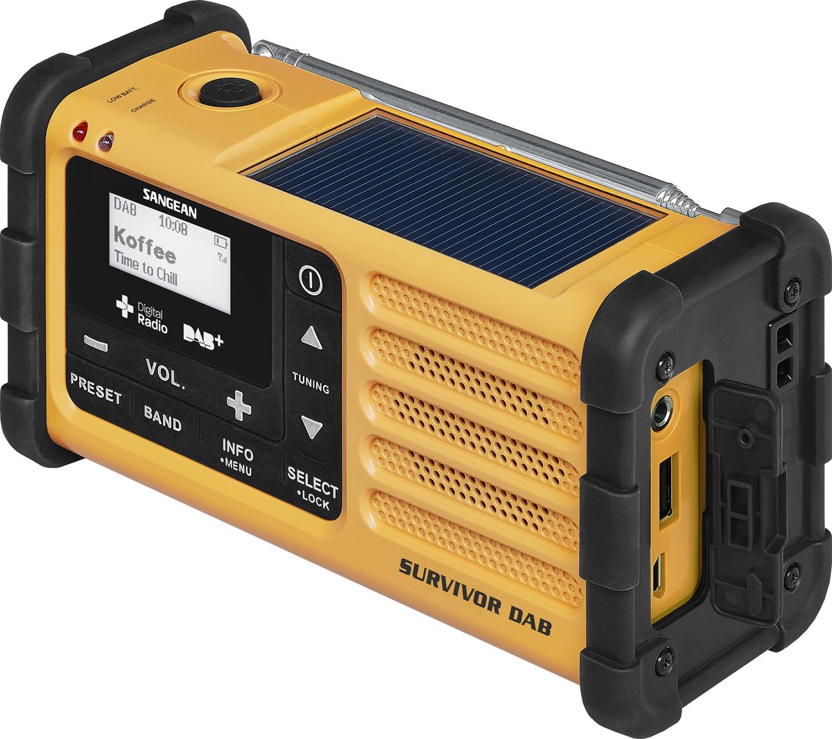 DAB+ Draagbare Noodradio (UKW/DAB+ tuner, geïntegreerde accu) Geel/Zwart Sangean MMR-88