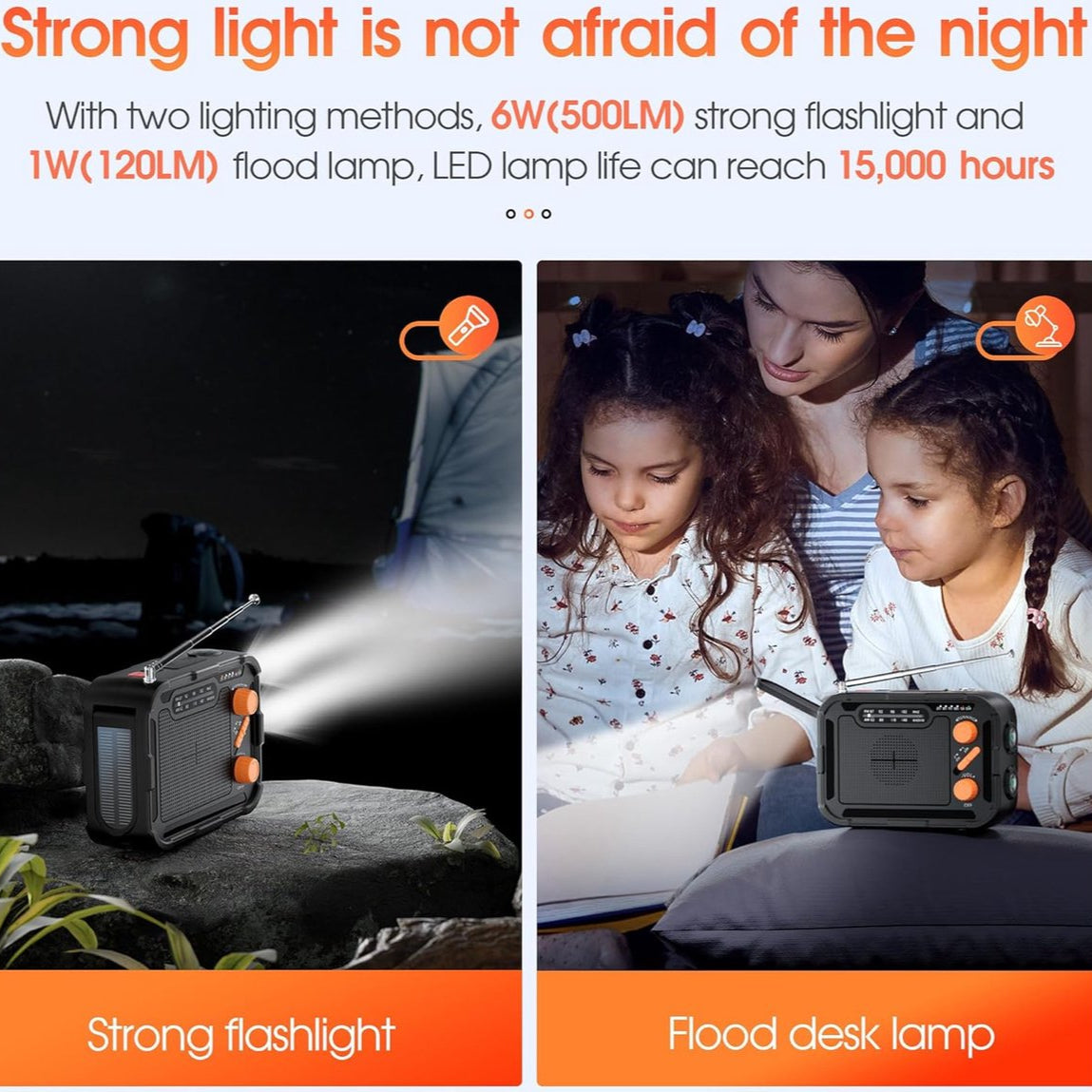 Premium Noodradio met zaklamp, handslinger, solar laden 4000mah