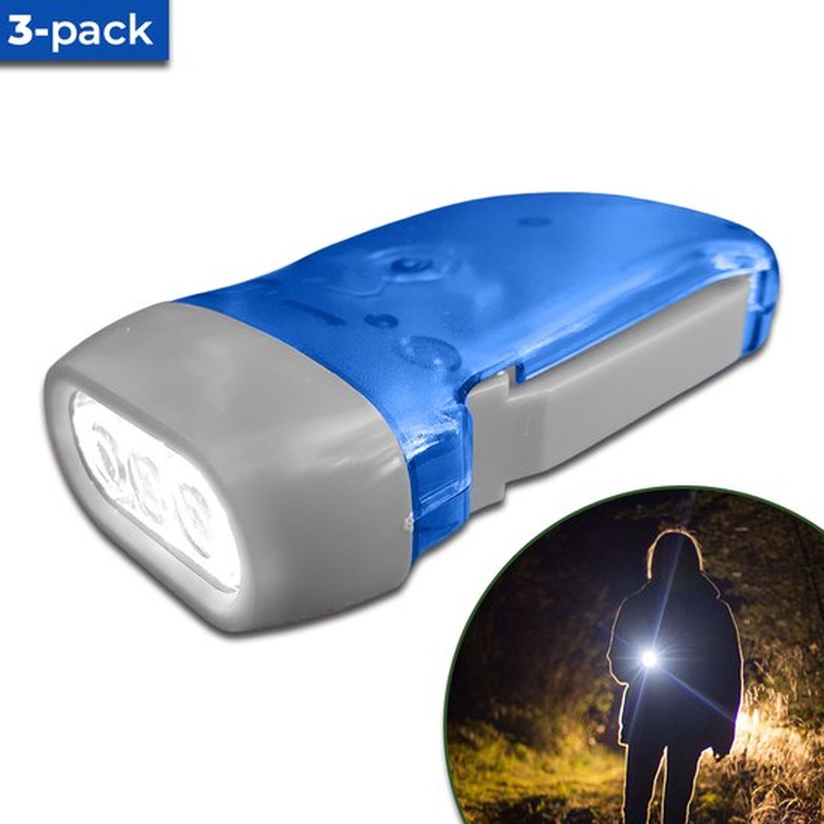Knijpkat Zaklamp – Altijd Licht Zonder Batterijen (Set van 3)