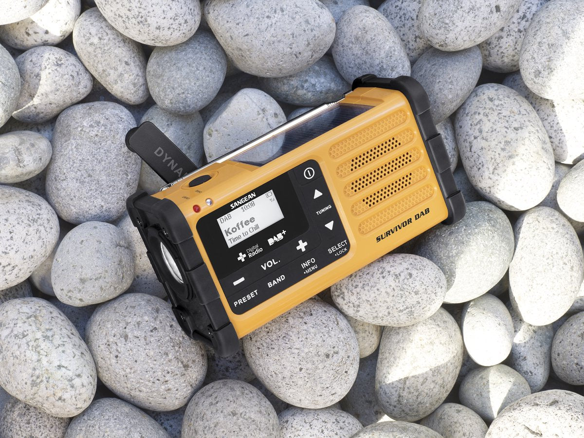 DAB+ Draagbare Noodradio (UKW/DAB+ tuner, geïntegreerde accu) Geel/Zwart Sangean MMR-88