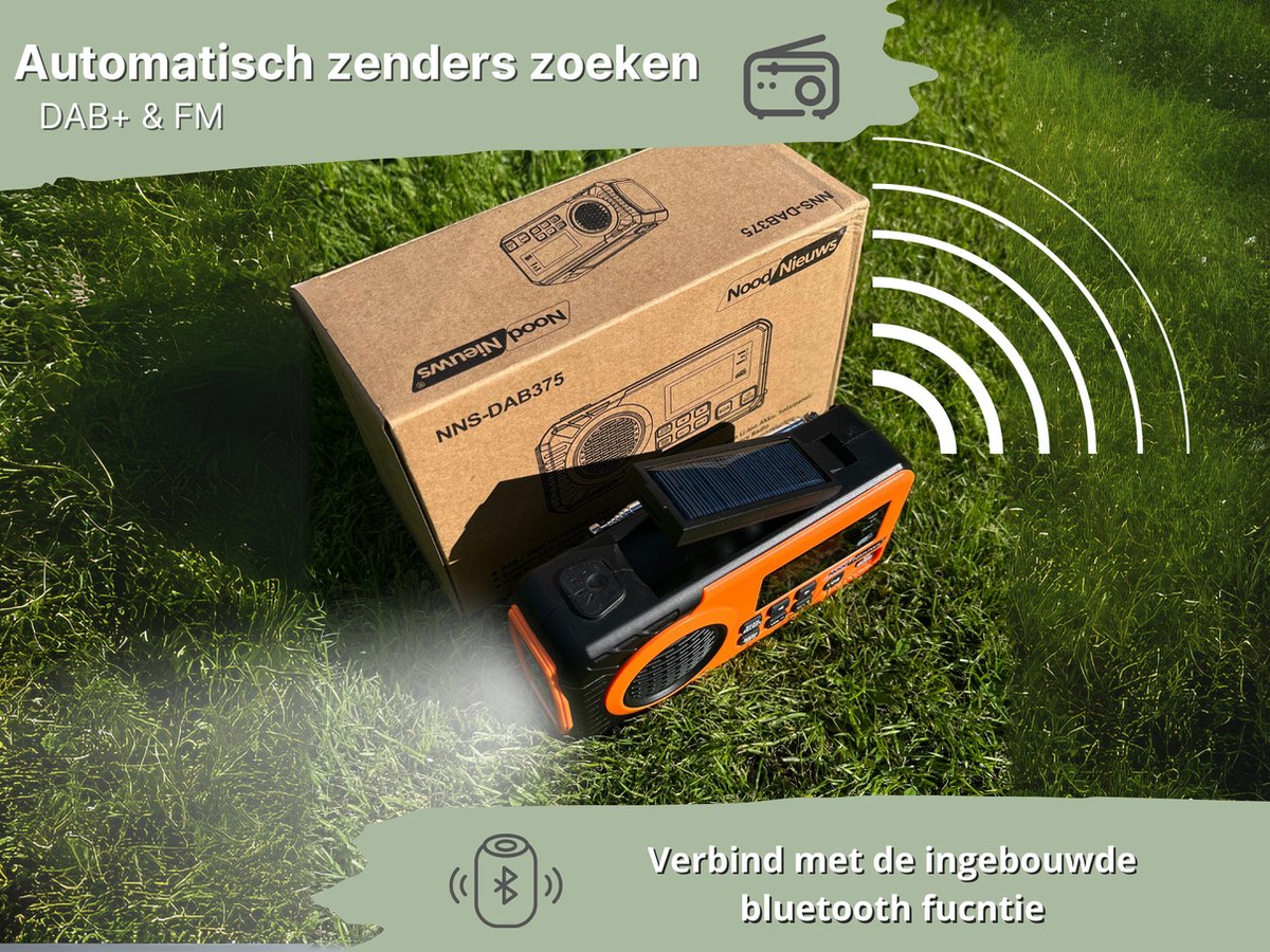 NoodNieuws - Draagbare Noodradio DAB+/FM met Zonnepaneel en Powerbank
