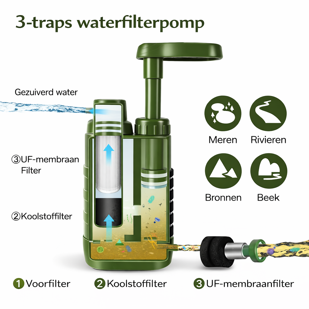 AquaDefender™ Survival Waterfilter – Voor 3000L Schoon Drinkwater in Noodsituaties