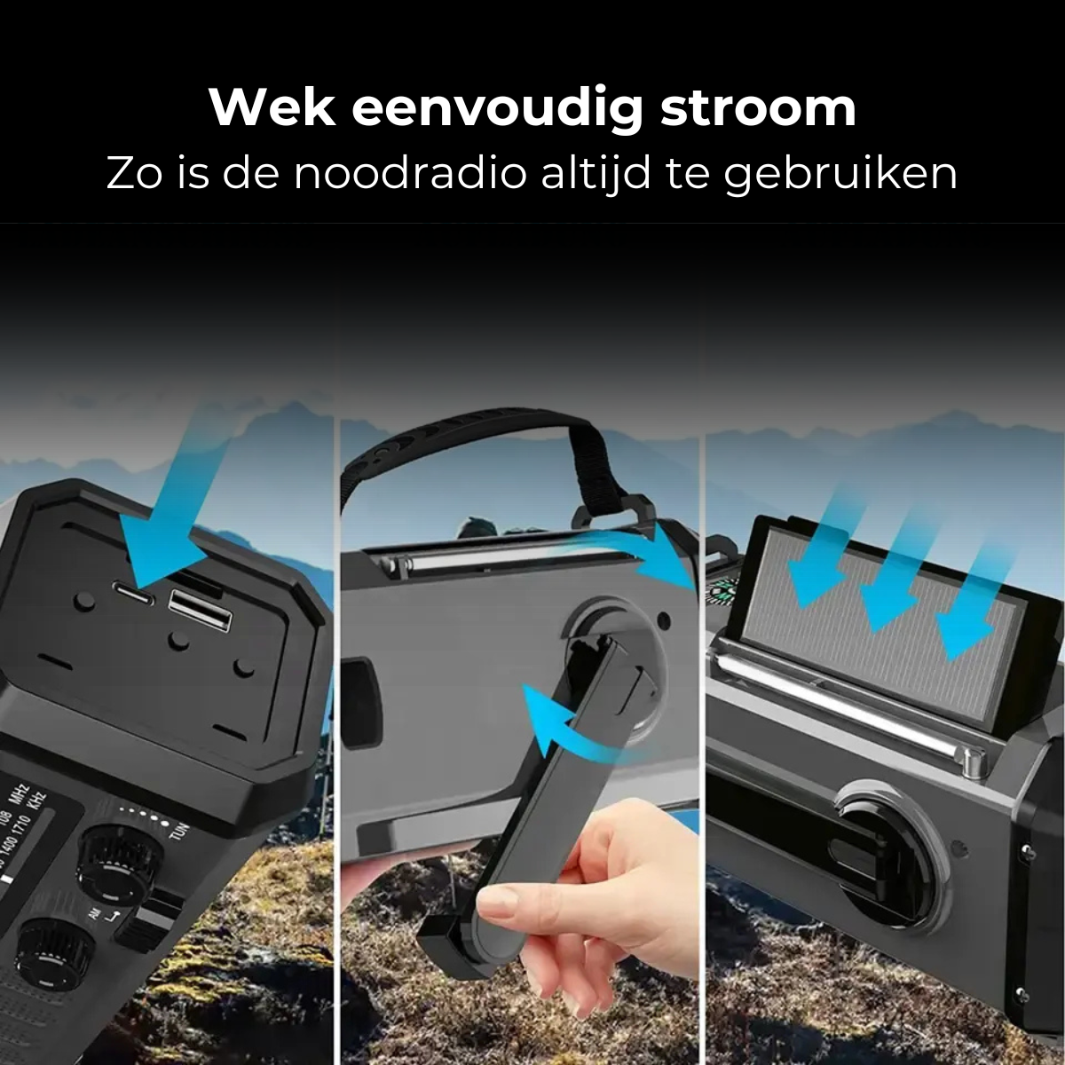 Noodradio Ultra met langdurige powerbank (10.000 mAH)