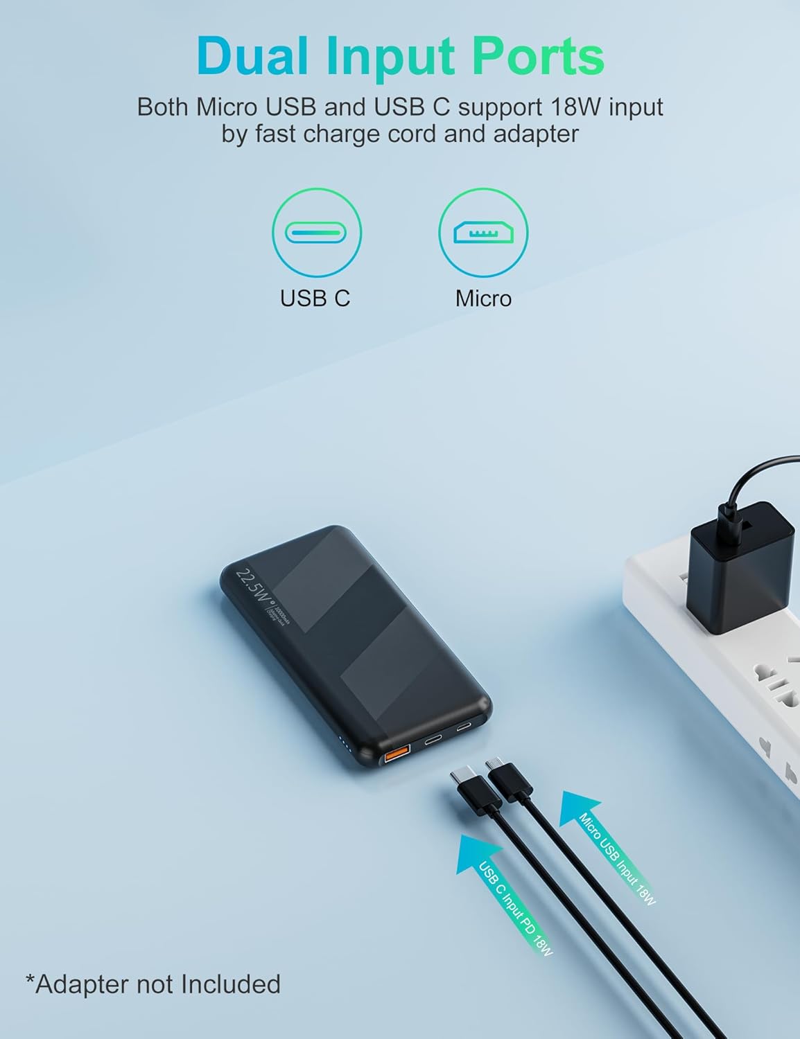 powerbank 10.000mah 22.5W Snellader