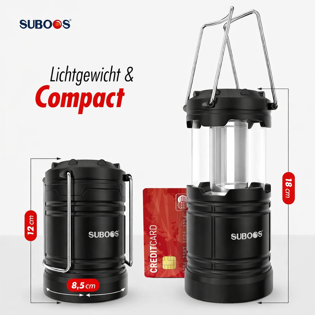 SUBOOS Tent verlichting Campinglantaarn - stroomuitval - helderdere led-batterijlantaarn magnetische voet opvouwbare haak draagbare campinglamp orkaan noodgevallen binnen en buiten