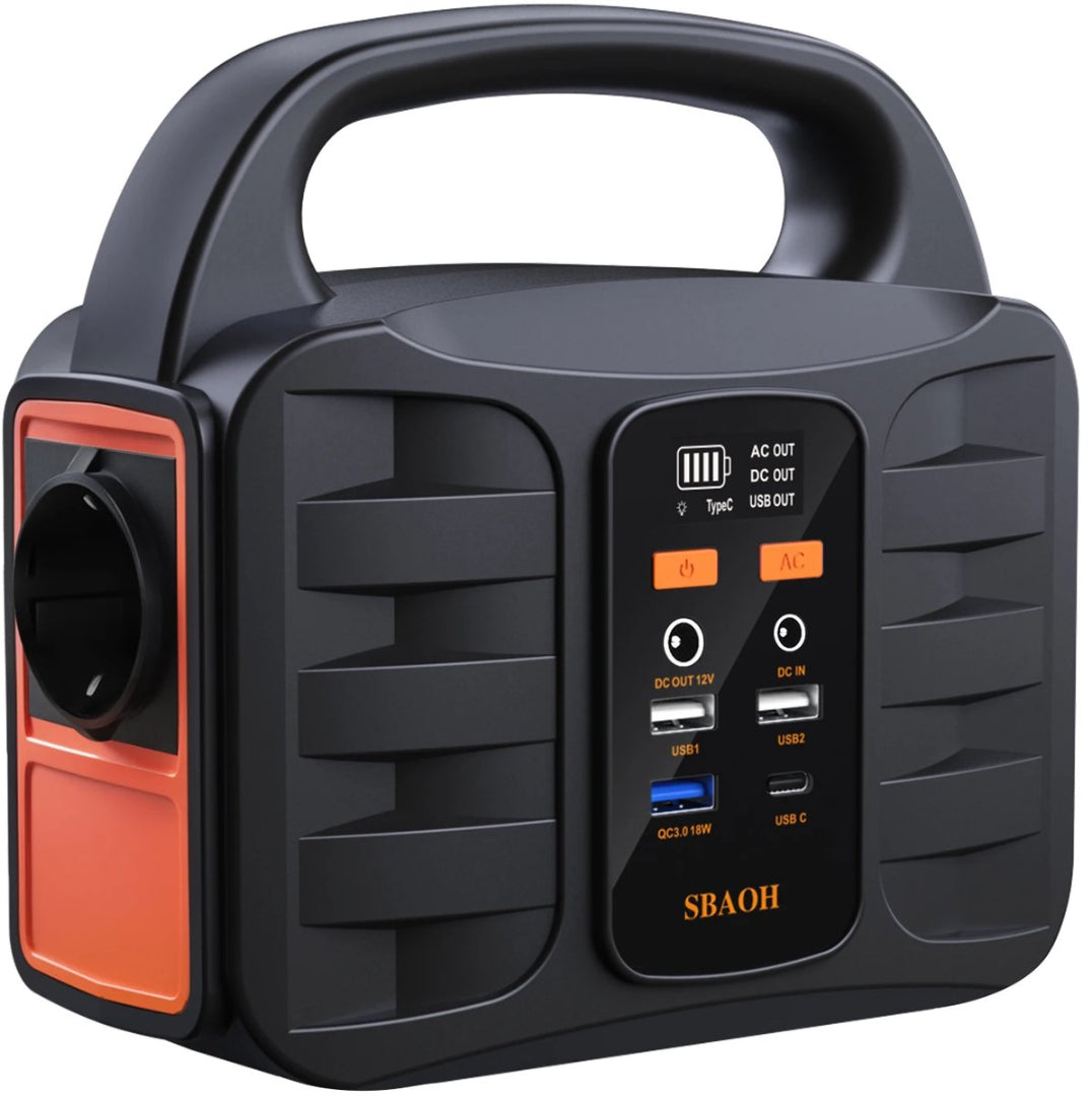 Draagbare Powerstation 99Wh (100W) – Powerbank met 230V stopcontact, zonnepaneel-oplaadbaar, ideaal voor camping & noodstroom