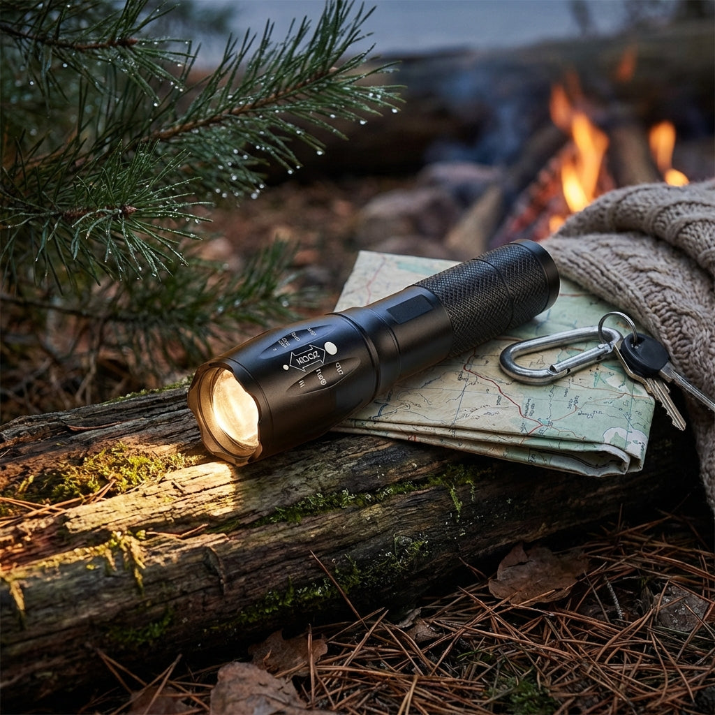 Krachtige 1000 Lumen LED Zaklamp - Waterdicht en Robuust voor Avontuur en Nood