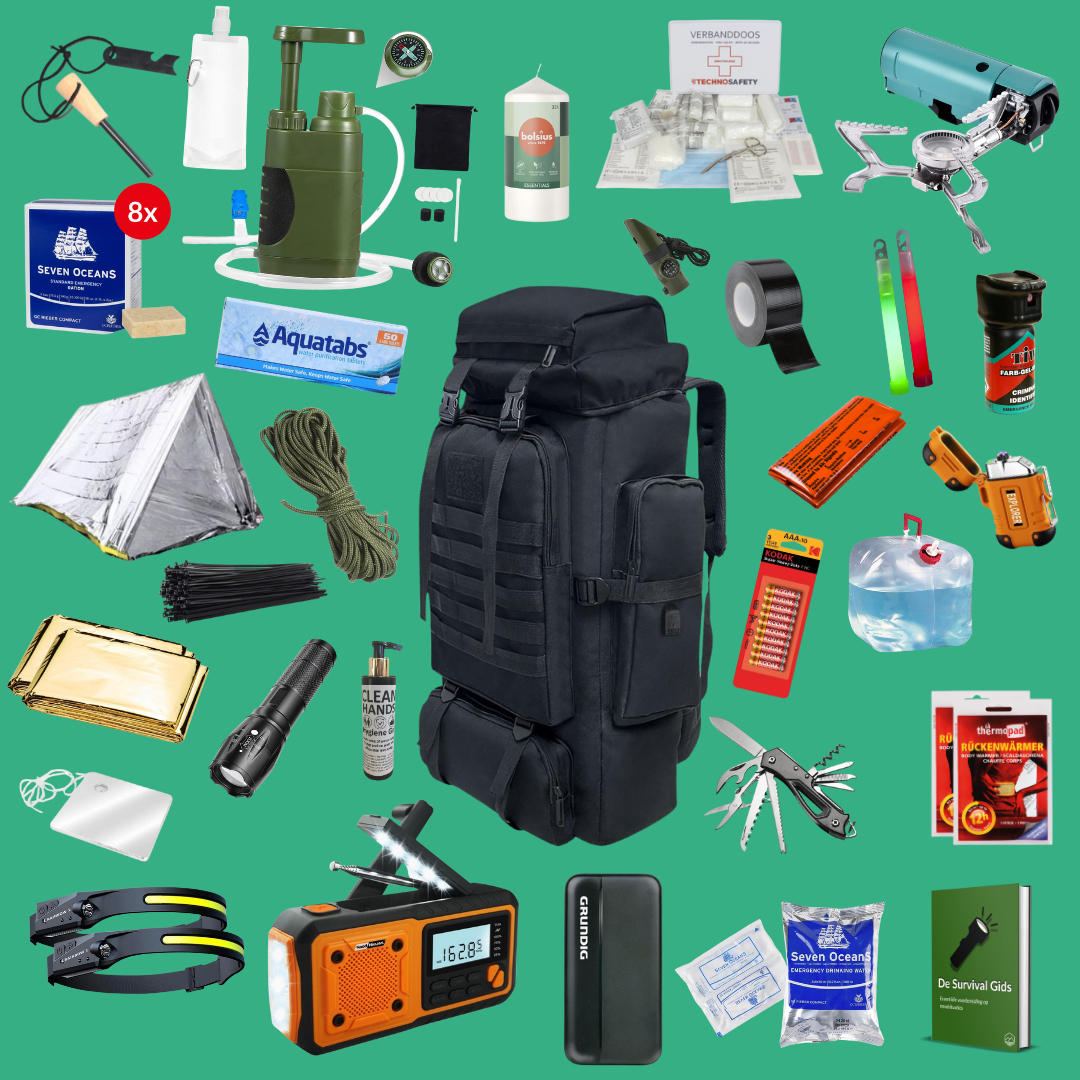 Noodpakket Deluxe (met 100L backpack)