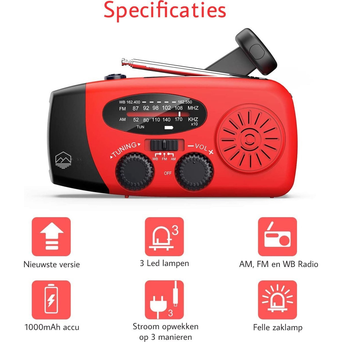Noodradio™ Met Zaklamp en Powerbank - 2025 Model