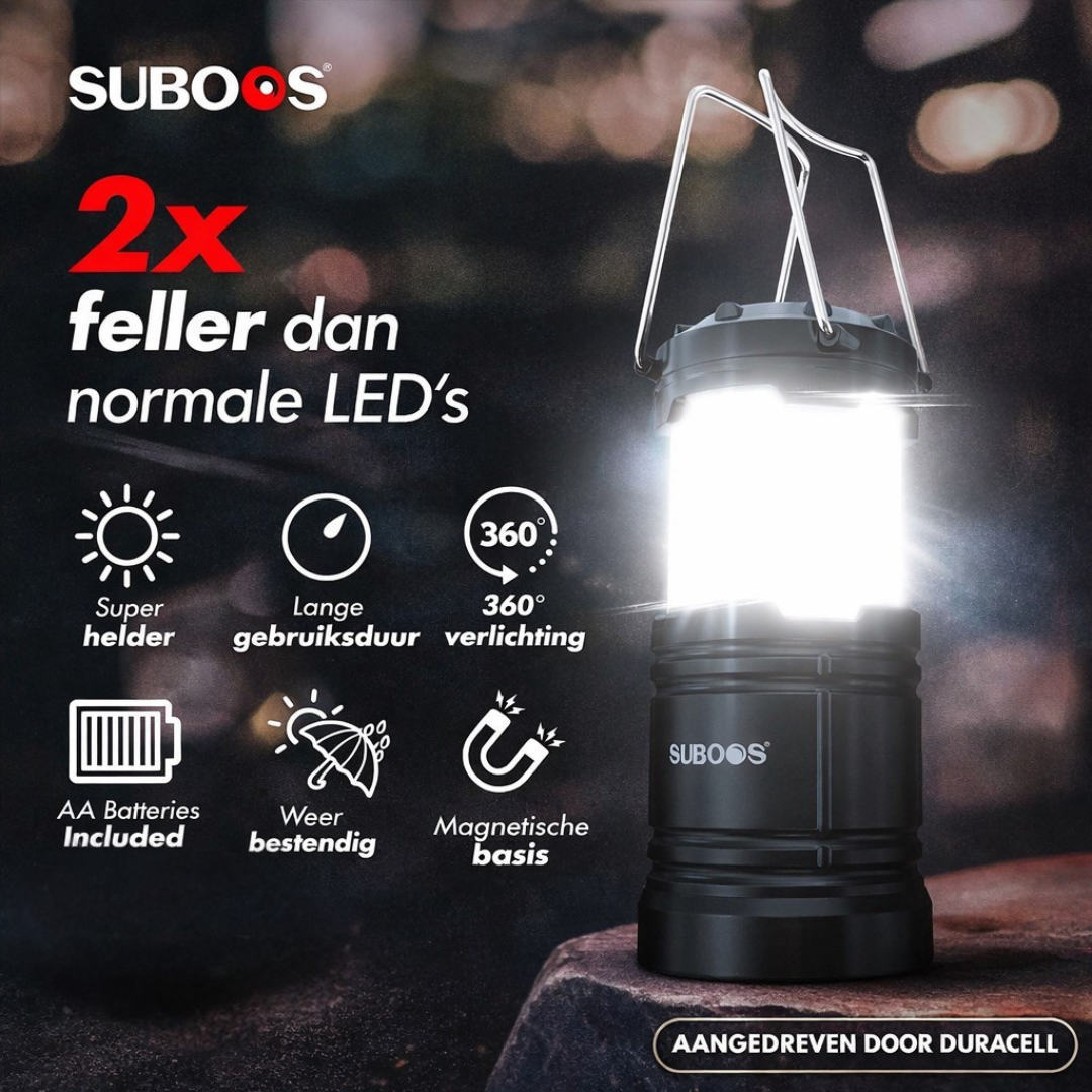SUBOOS Tent verlichting Campinglantaarn - stroomuitval - helderdere led-batterijlantaarn magnetische voet opvouwbare haak draagbare campinglamp orkaan noodgevallen binnen en buiten
