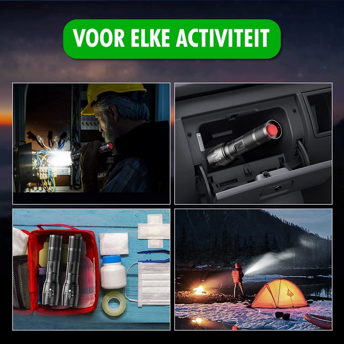 Krachtige 1000 Lumen LED Zaklamp - Waterdicht en Robuust voor Avontuur en Nood
