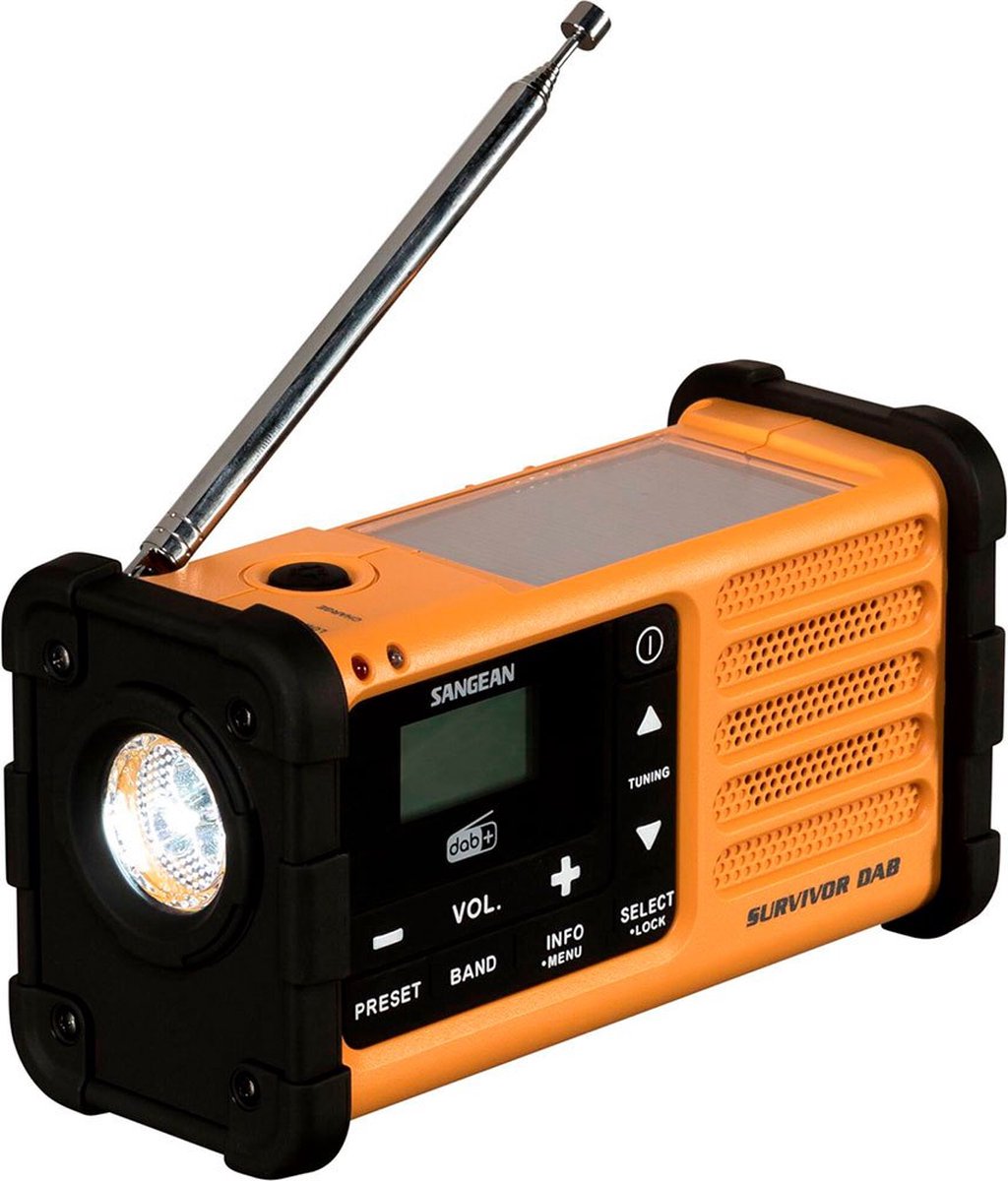 DAB+ Draagbare Noodradio (UKW/DAB+ tuner, geïntegreerde accu) Geel/Zwart  Sangean MMR-88