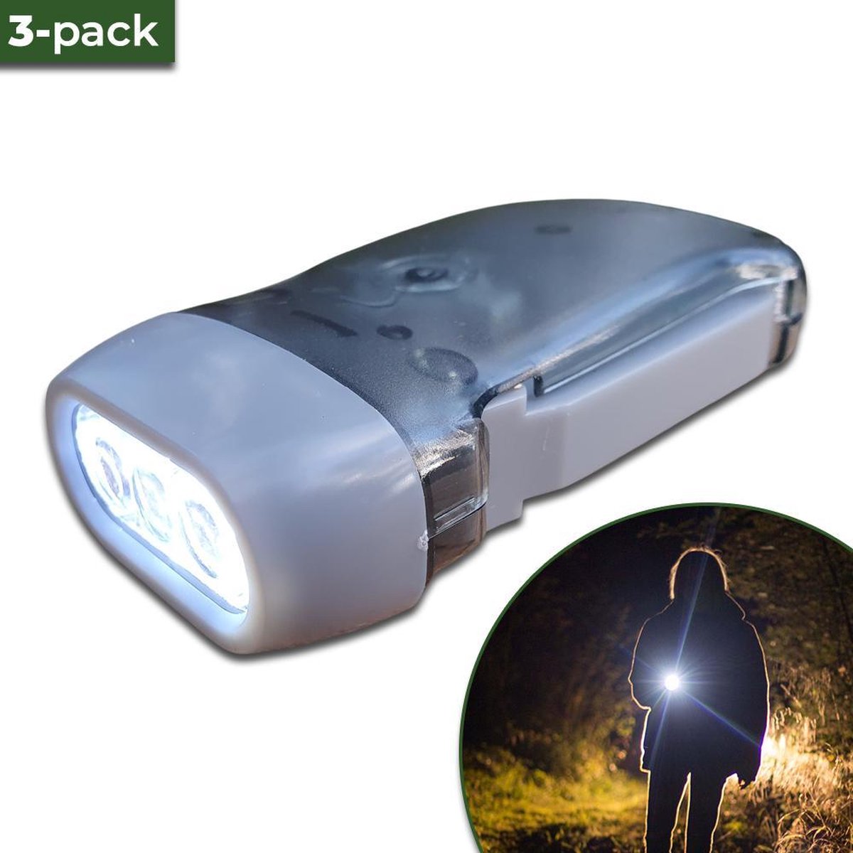 Knijpkat Zaklamp – Altijd Licht Zonder Batterijen (Set van 3)