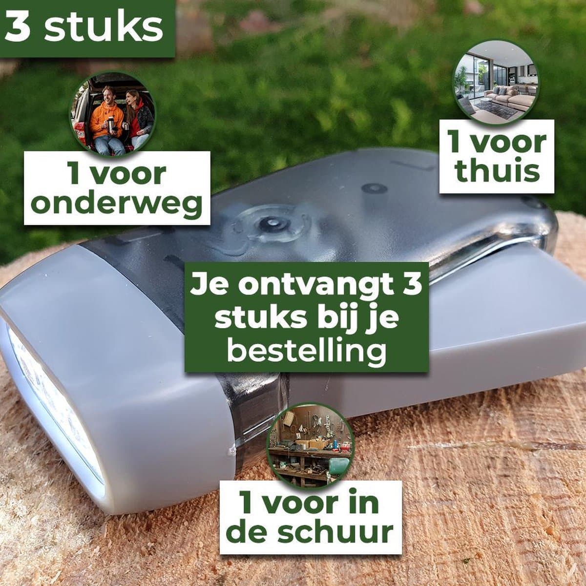 Knijpkat Zaklamp – Altijd Licht Zonder Batterijen (Set van 3)