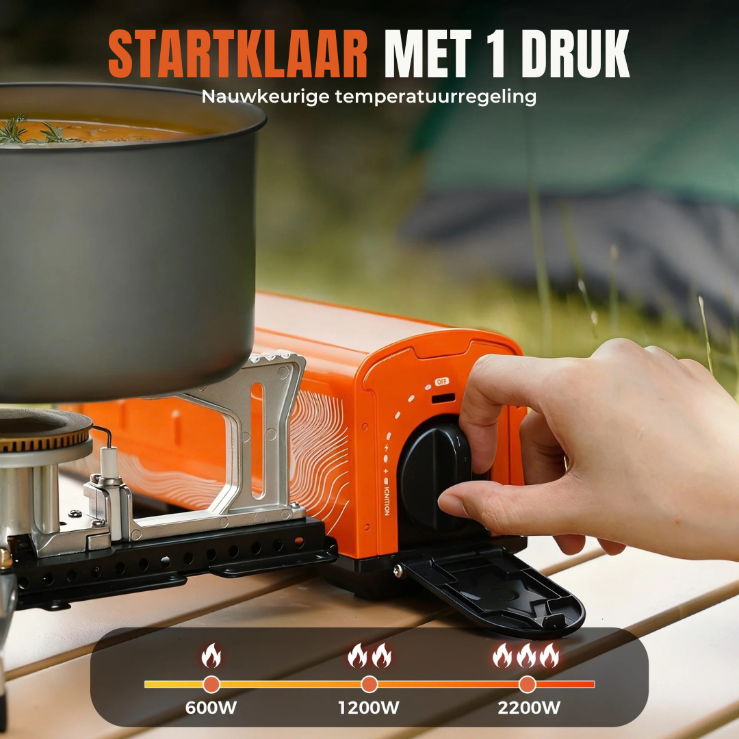 Vooma® Opvouwbaar Butaan Camping Kooktoestel 2200W