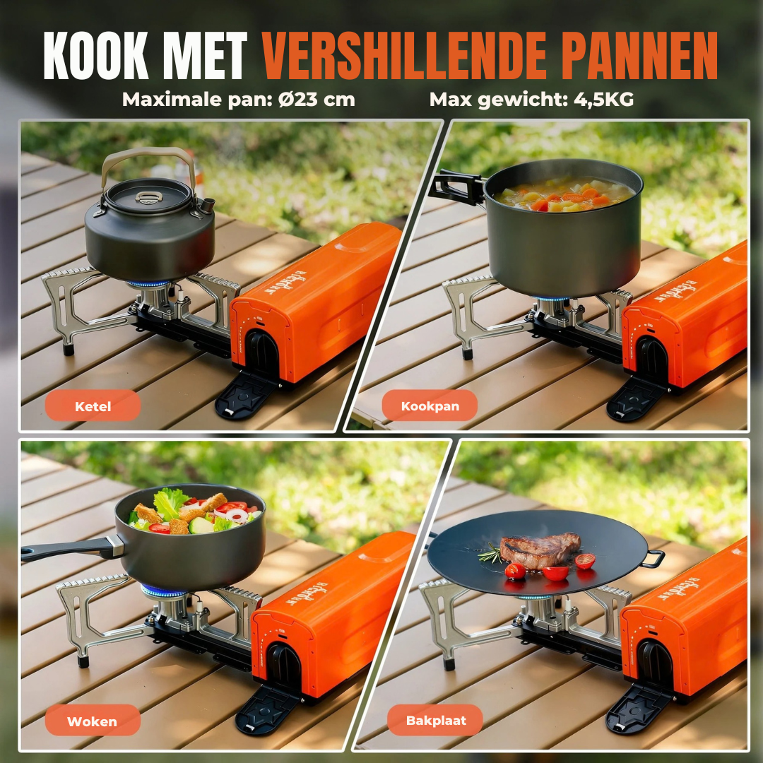 Vooma® Opvouwbaar Butaan Camping Kooktoestel 2200W