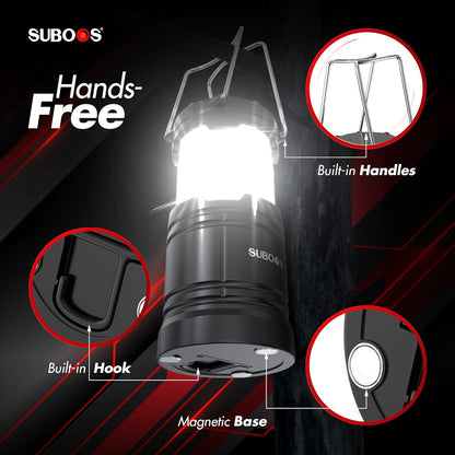 SUBOOS Tent verlichting Campinglantaarn - stroomuitval -  helderdere led-batterijlantaarn magnetische voet opvouwbare haak draagbare campinglamp orkaan noodgevallen binnen en buiten