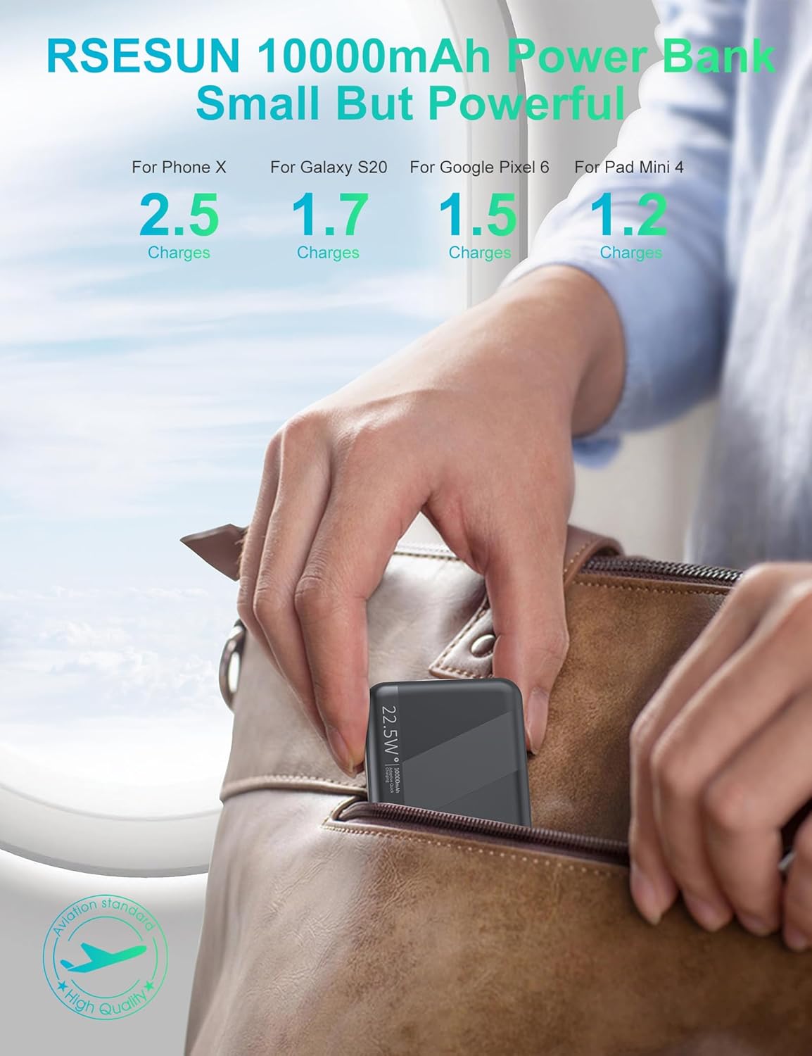 powerbank 10.000mah 22.5W Snellader
