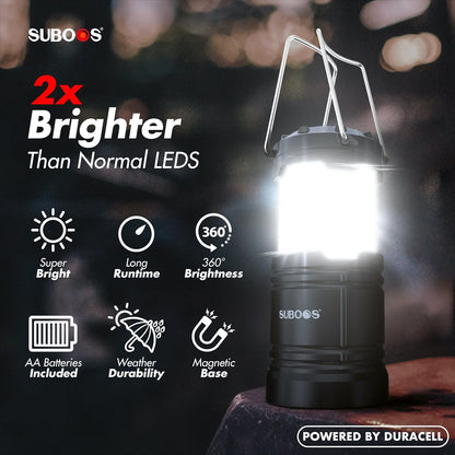 SUBOOS Tent verlichting Campinglantaarn - stroomuitval -  helderdere led-batterijlantaarn magnetische voet opvouwbare haak draagbare campinglamp orkaan noodgevallen binnen en buiten