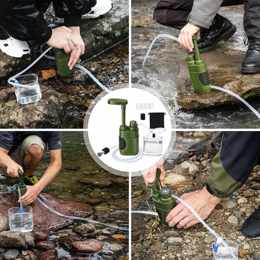 Lixada Camping Waterfiltratiesysteem, Outdoor Waterzuiveraar Waterfilter voor Camping Wandelen Noodvissen