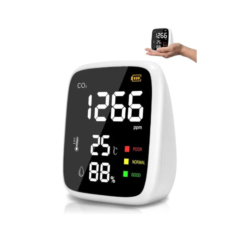 Ecoworks Draadloze 3-in-1 CO2 Meter: Luchtkwaliteitsmeter & Monitor