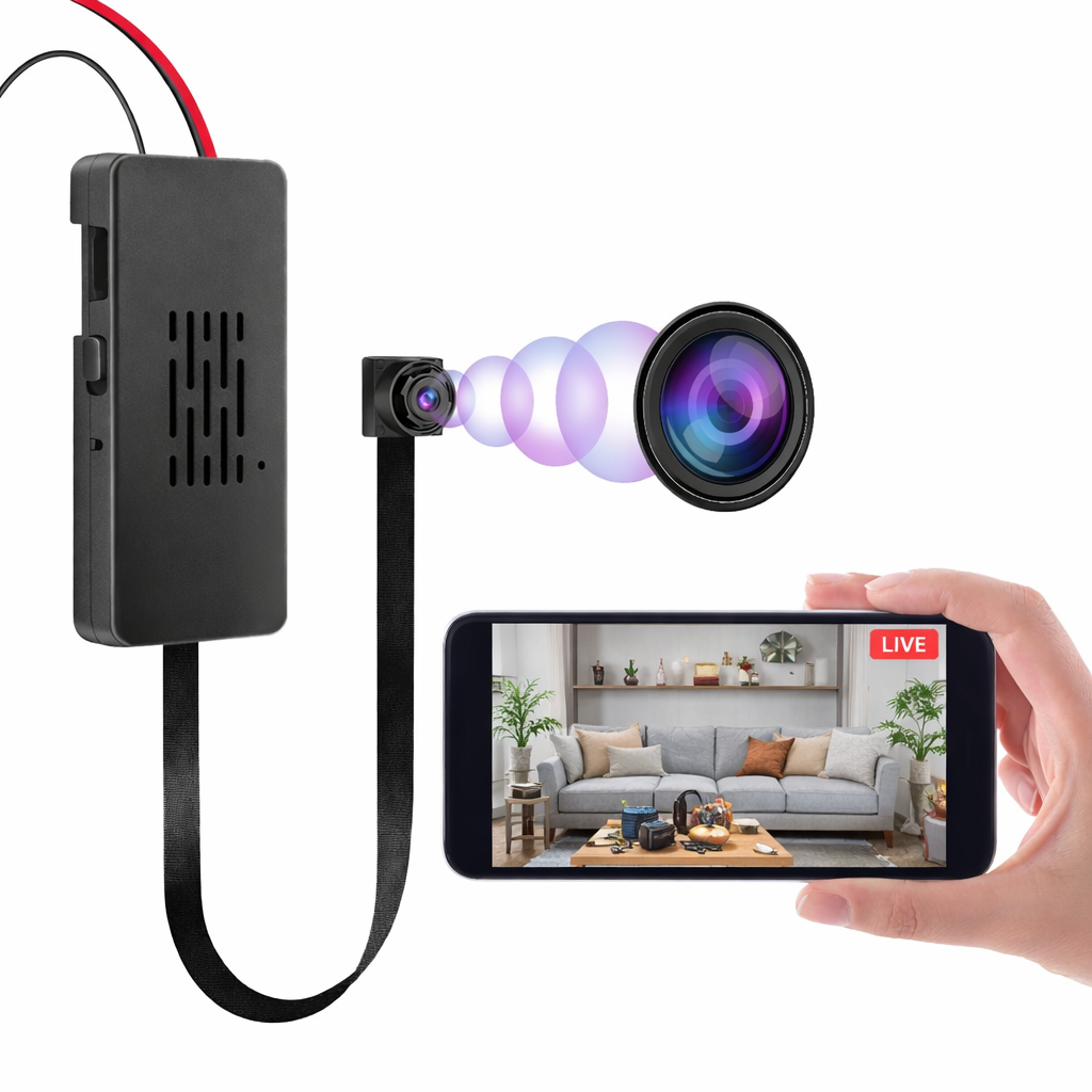 Tuya 4K WiFi beveiligingscamera met live beeld op smartphone