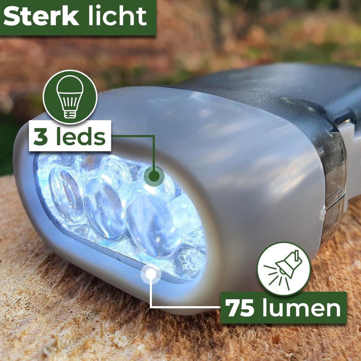 Knijpkat Zaklamp – Altijd Licht Zonder Batterijen (Set van 3)
