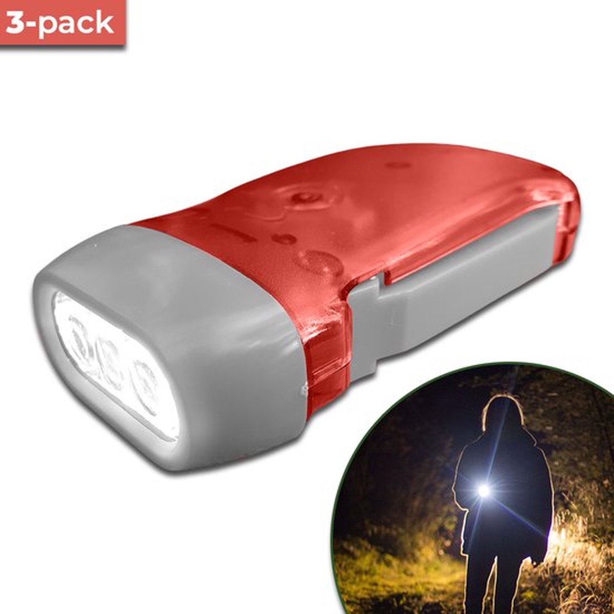 Knijpkat Zaklamp – Altijd Licht Zonder Batterijen (Set van 3)