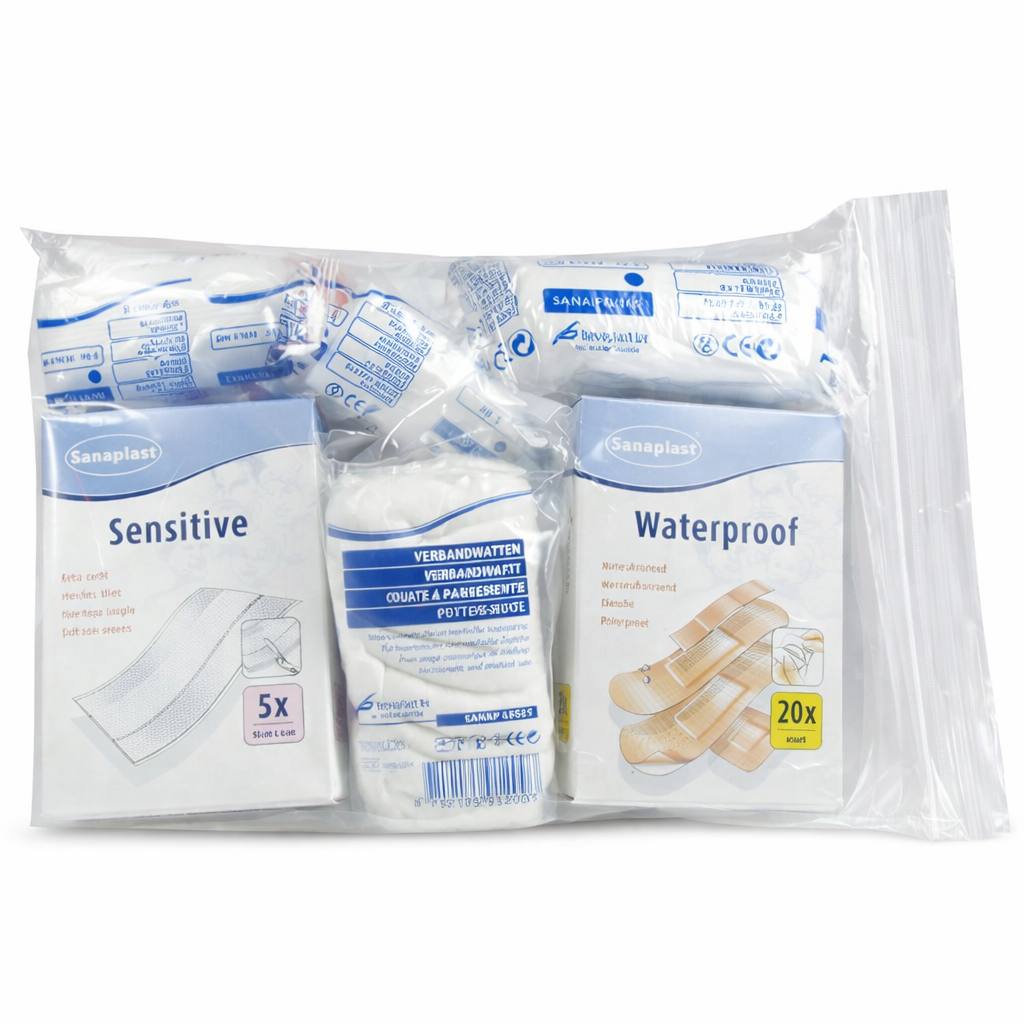 Sanaplast Verbanddoos Plus EHBO Kit – 48-delige Verbanddoos voor Thuis, Auto en Noodpakket